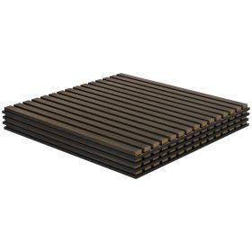 Acoustic Panels 4-Pack, 24"x24" Brown Wood Panels, Sound Absorbing, Slat Wall for Wall Decor