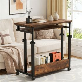 Height adjustable desk, home office desk, computer desk, mobile coffee table, sofa side table, with storage space
