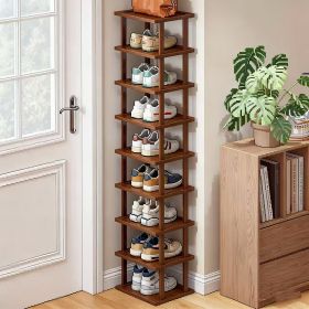 9 Layers Bamboo Shoe Rack Tall Narrow Vertical Organizer for Small Spaces Entryway Closet Corner Doorway 4 sold