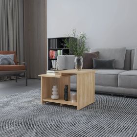 Natural Oak Coffee Table with Open Storage