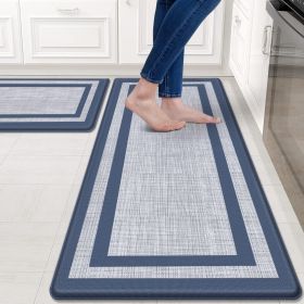 Kitchen Mats Set of 2,Cushioned Anti-Fatigue Non-Skid Rug Sets Ergonomic Comfort Standing Mat for Kitchen, Floor, Office, Sink, Laundry, Blue and