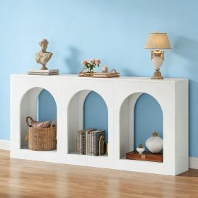 Arched Entryway Table, Wood Console Table with 3 Arched Shelves