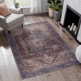 Area Rugs 4x6, Washable Rug, Low-Pile, Non-Slip, Non-Shedding, Foldable, Kid & Pet Friendly - Area Rugs for living room, bedroom