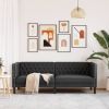 Chesterfield Sofa 3-Seater Black Faux Leather
