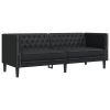 Chesterfield Sofa 3-Seater Black Faux Leather