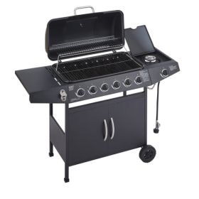 g6 Burner BBQ Propane Gas Grill With Side Burner 59000 BTU Output Stainless Steel Barbecue Grill With Enamel-Coated Grates And Side Tables For Out (Option: defaulttitle)