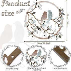 Metal Wall Art Bird on Tree Branch Silhouette Bird Art Decor for Living Room Garden Bedroom Office Home Wall Housewarming Party Decor(Fresh Color (Dimensions: 12.59 x 12.59 x 0.2 inches)