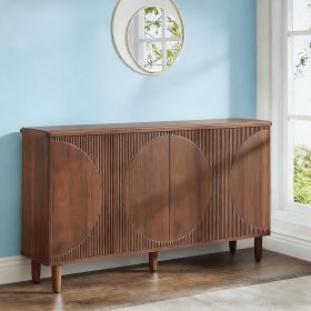 Sideboard Buffet, White Credenza Storage Cabinet with Doors (Main Color: Natural, Main Material: Wood)