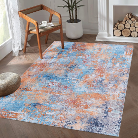 6x9 Area Rugs, Washable Rug, Low-Pile, Non-Slip, Non-Shedding, Foldable, Kid & Pet Friendly - Area Rugs for living room, bedroom, kitchen (Color: as Pic)